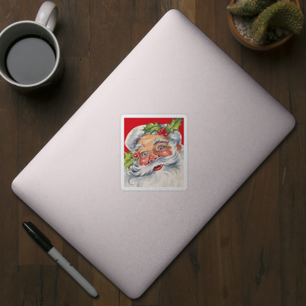 Vintage Christmas, Retro Jolly Santa Claus by MasterpieceCafe